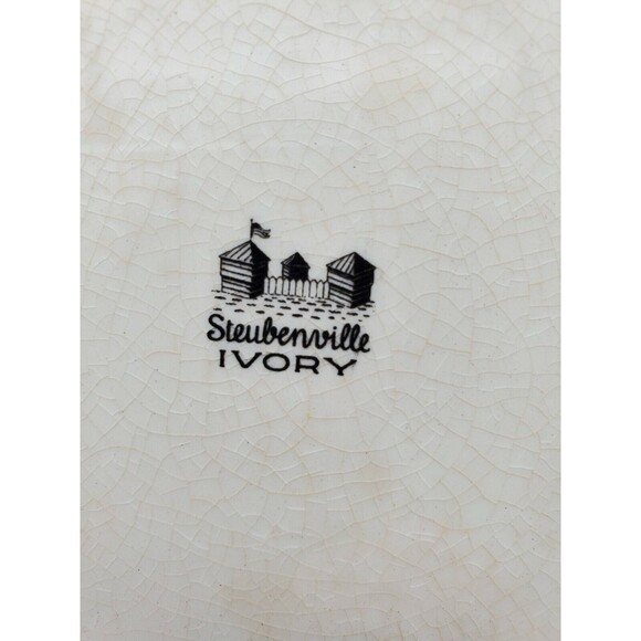 Vintage Steubenville Ivory Scalloped & Beaded 9" Plate Floral Pattern BEAUTIFUL - Picture 3 of 12